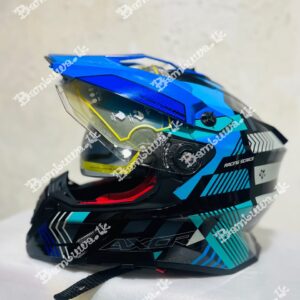 Axor X Cross Gambling Black Blue Dual Sport Helmet ( Dual Visor )