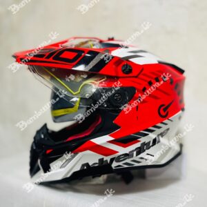 Axor X Cross Speedometer White Red Dual Sport Helmet ( Dual Visor )